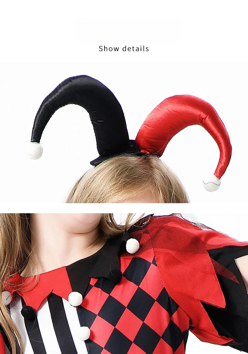 Halloween Cosplay Costumes Horror Clown Dresses Pants Headwear Clothes Sets Carnival Theme Party Role Playing Outfits for Girls