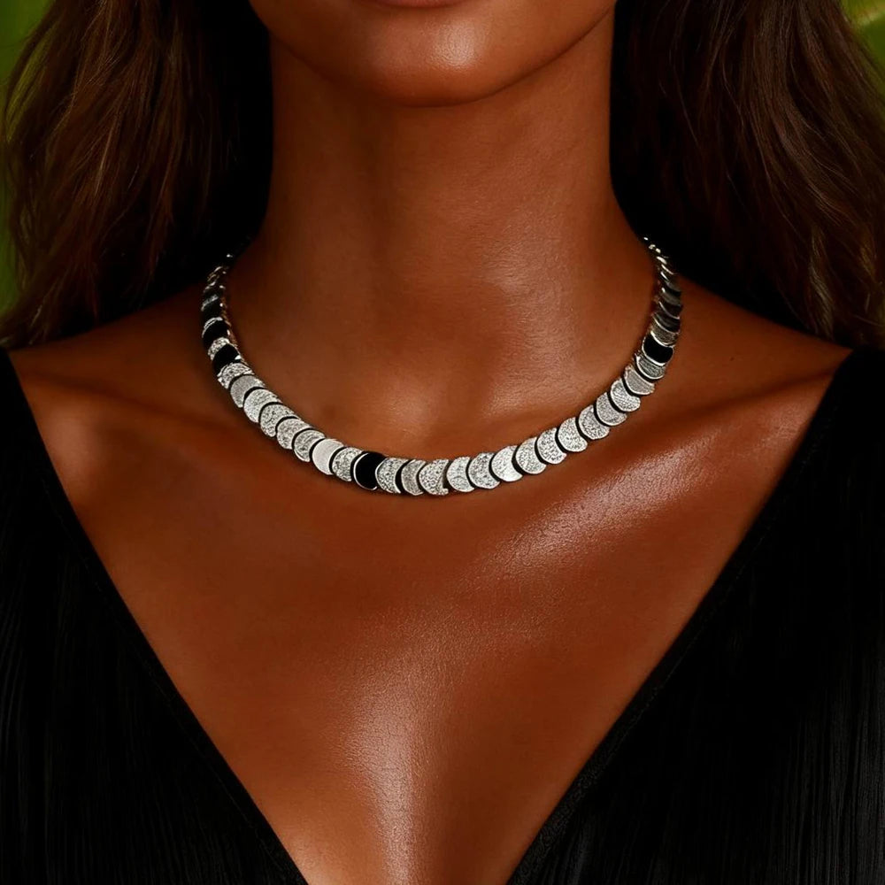 Geometric Moon Shaped Charm Tennis Chains Necklace for Women Pave CUBIC Zirconia Platinum Plated Color Fashion Jewelry 2025