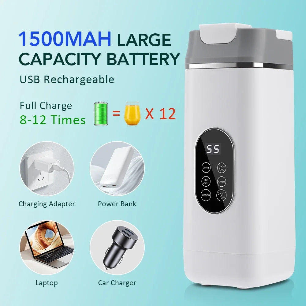 400ML Portable Electric Juicer 2 Cup Home Mini Multifunctional Wireless Blender USB Rechargeable Small Juice Cup Mixer Machine