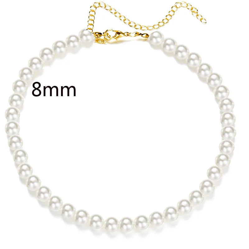 White Imitation Pearl Choker Necklace Elegant Big Round Pearl Wedding Necklace for Women Charm Fashion Jewelry Gifts