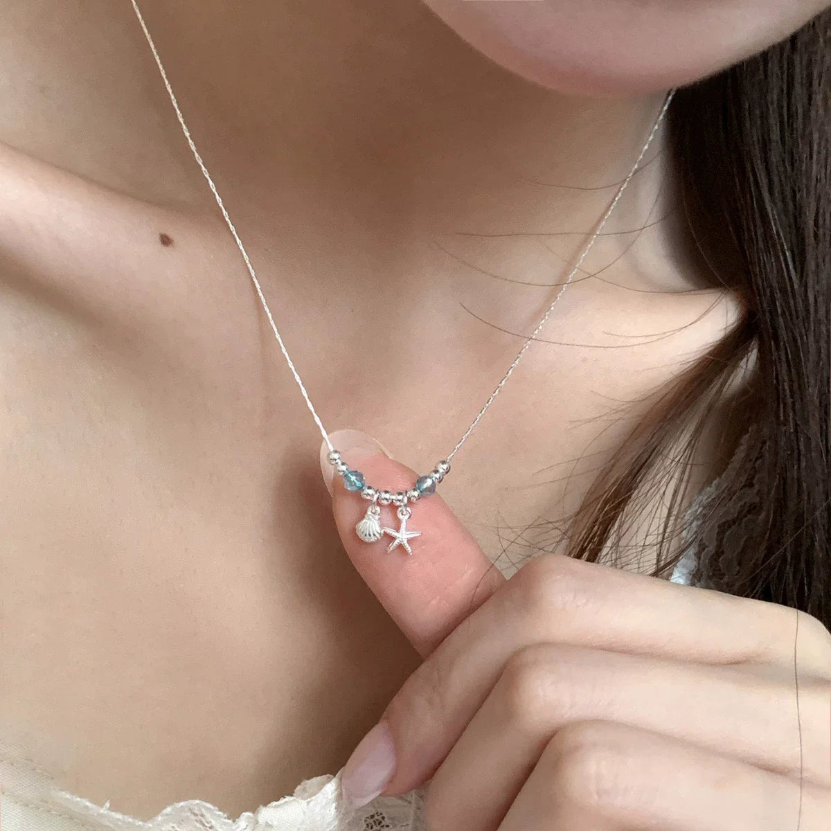 VENTFILLE  925 Sterling Silver Black Agate Necklace for Women Girl Snake Bone Chain Water Drop Jewelry Gift Dropshipping