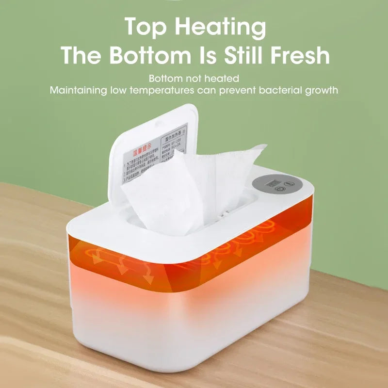 Portable USB Baby Wipe Warmer With LED Display Wet Towel Dispenser Heating Box For Home Car Travel Diaper Changing