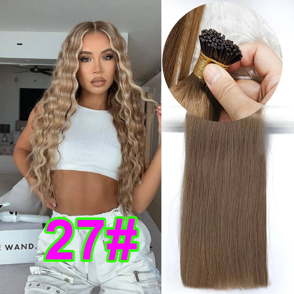 Human Hair i tip 100% human hair extensions Keratin Straight Brazilian Remy Human Hair Natural Capsule Hair Extension  30 inch
