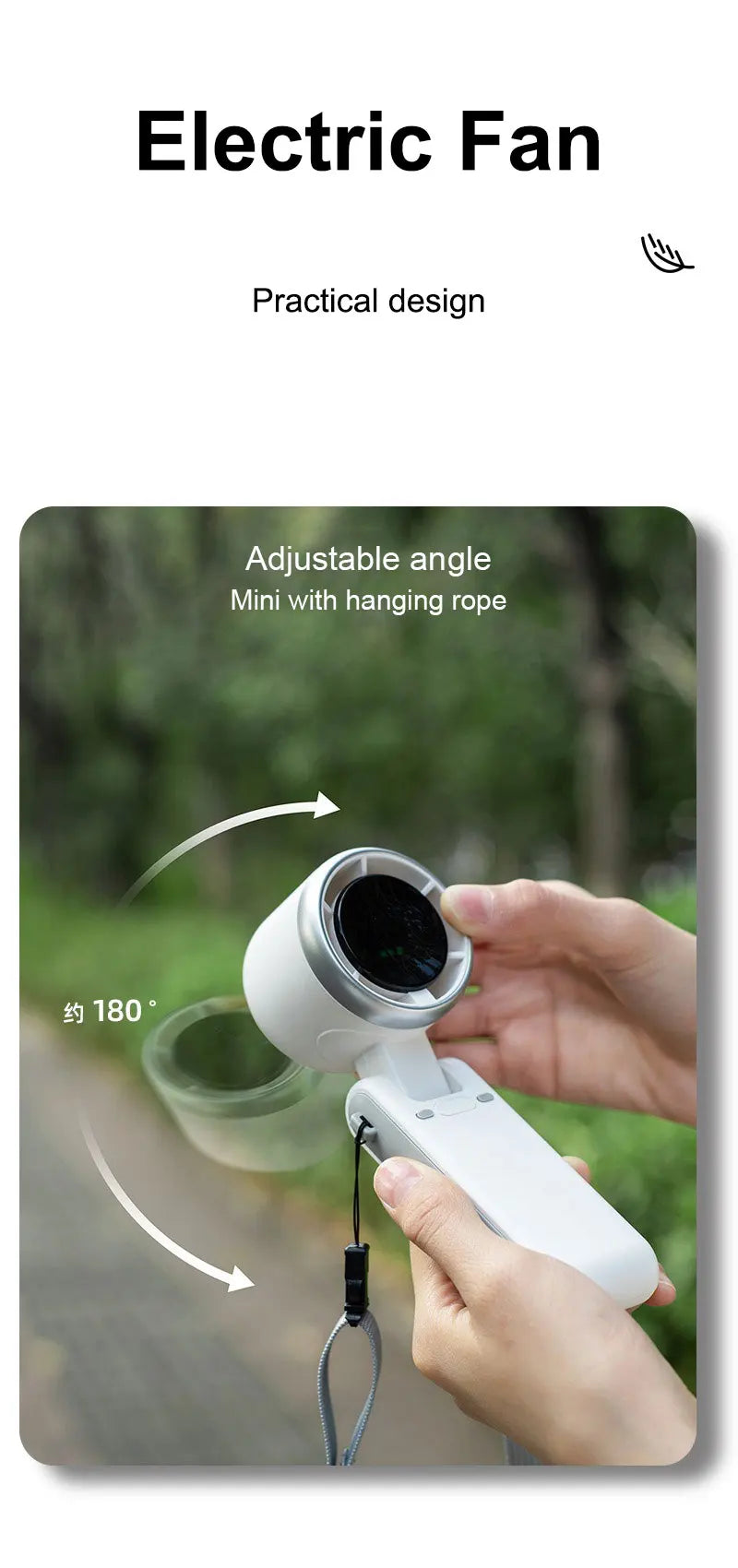 Portable Handheld Electric Fan 5 Speeds Adjustable Turbo 3600MAH Battery Fans LED Display Rechargeable Ice Cooling Personal Fan