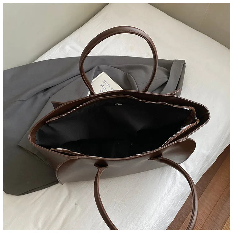 Luxury Women's Large Tote Bag Genuine Leather Shoulder Bags 2025 Female Retro Handbags High Quality Ladies Messenger Bag Black