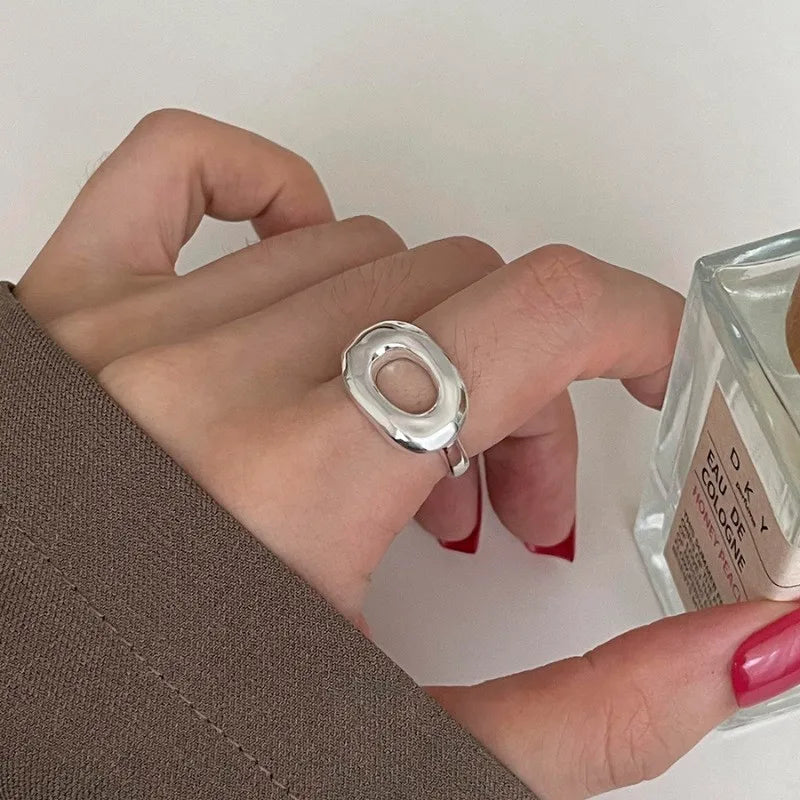 VENTFILLE 925 Sterling Silver Geometric Line Cross Wrap Open Ring For Women Gift Irregular Punk Adjustable Jewelry Dropshipping