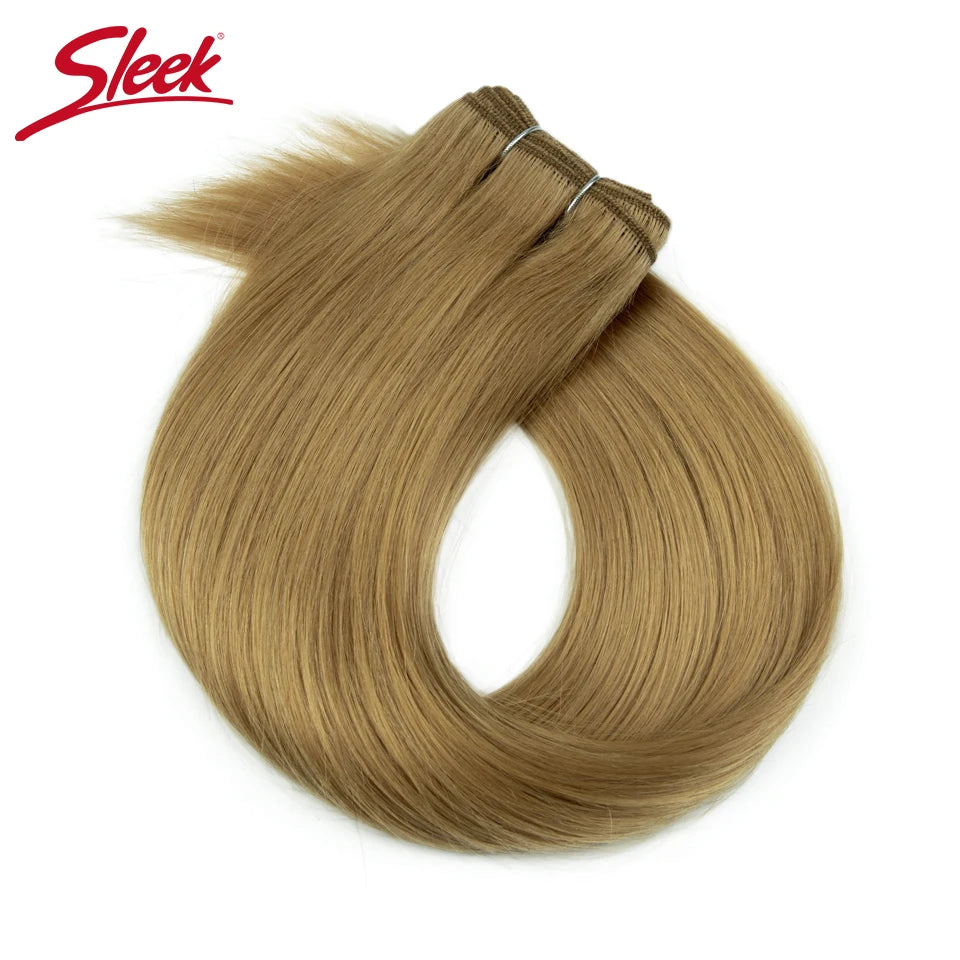 Sleek Peruvian Straight Human Hair Double Drawn Natural Human Hair Weave Bundles Natural Brown #27 #613 Remy Human Hair Bundle