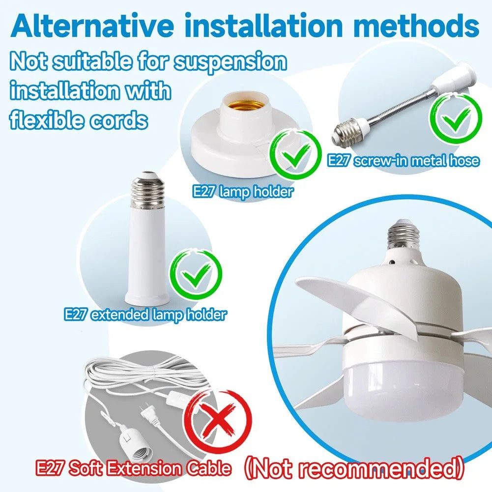 Remote Control Socket Fan Light With Dimmable LED And 3 Speeds For Small Spaces Bedrooms Kitchens Easy Installation