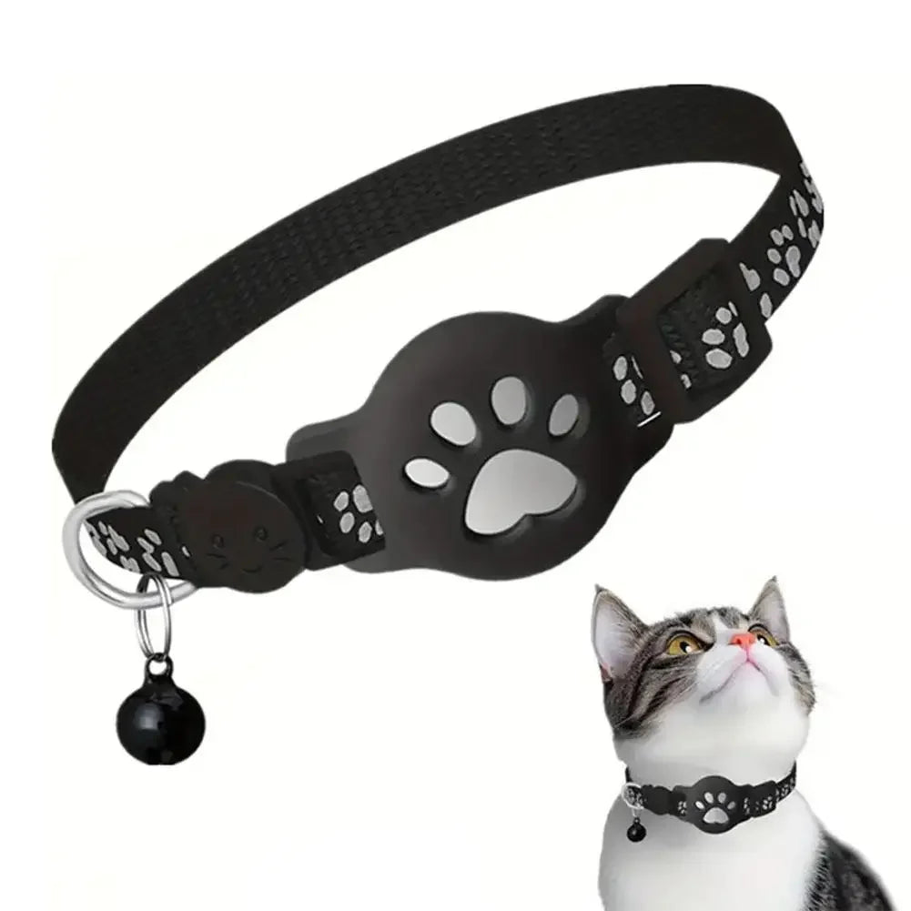 GPS Cat Collar with Reflective Strap, Mini Real Time Pet Location Device, Waterproof Anti Lost Finder for Outdoor Kitten S7X8