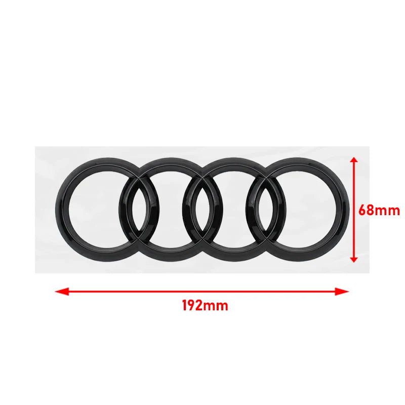 Audi A3 4 Ring Logo ABS Glossy Black Car Hood Front Bonnet Grill Badge Rear Trunk Quarrto Emblem Sticker Decal For A3 2010-2020