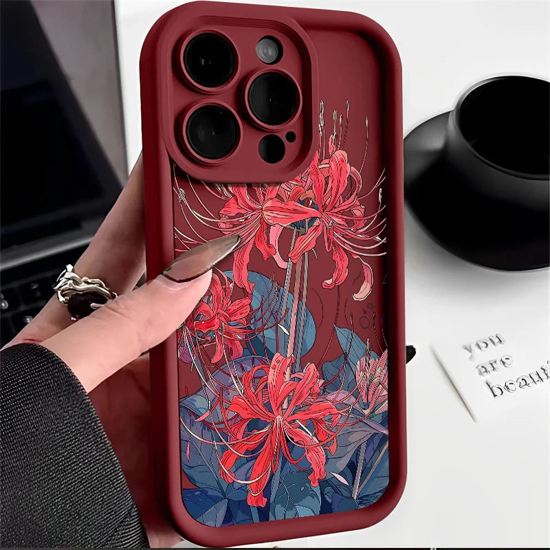 Anime Red Spider Lily T-Tokyo GhoulS Phone Case For IPhone 17 16e 16 15 14 13 12 11 Air Pro Max Mini XR Plus Soft TPU Back Cover