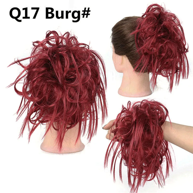 Synthetic Hair Bun Extensions Messy Curly Elastic Hair Scrunchies Hairpieces Synthetic Chignon Donut Updo Hair Pieces for Women