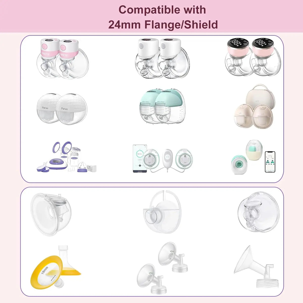 Flange Inserts Compatible with Medela/Spectra/Elvie/Momcozy/XIMYER/YOUHA 24mm Shields/Flanges,Reduce 24mm to Other Size