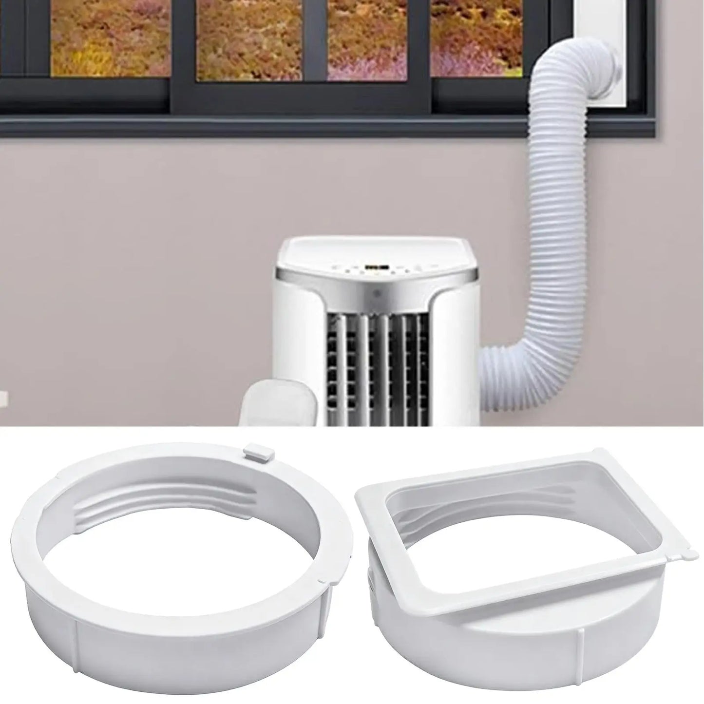 AC Hose Connector 15cm Adapter Threaded No Clamp Round Exhaust Extension Coupler Universal Air Conditioner Window Kit Part