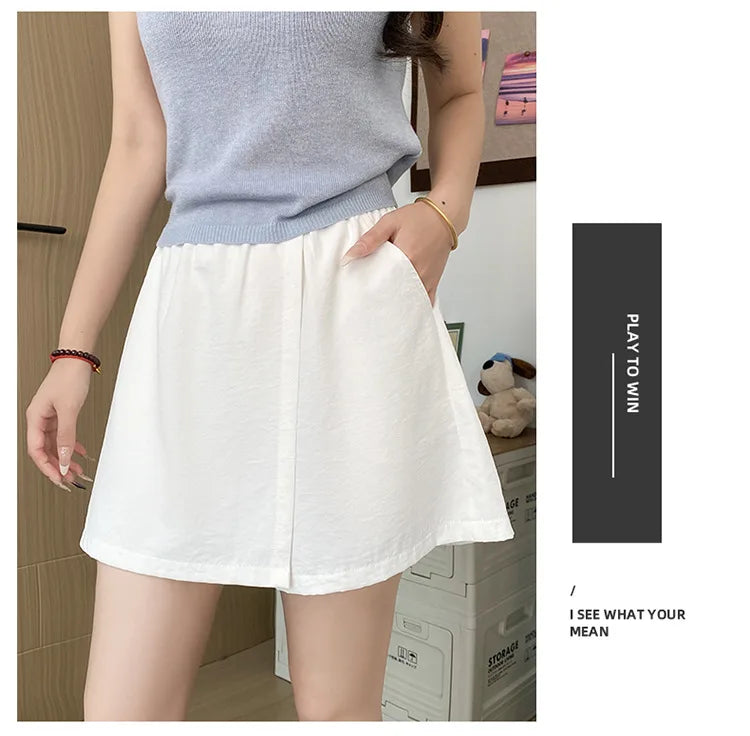 Women's Cargo Skirt Pants 2026 Summer High Waist Loose Fit 5-Pocket Casual Shorts Ice Silk Culottes Streetwear