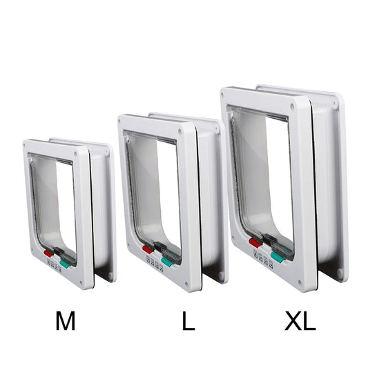 For Dog Cat Kitten ABS Plastic Dog Cat Flap Door With 4 Way Lock Security Flap Door Small Pet Supplies Cat Puppy Safety Gate