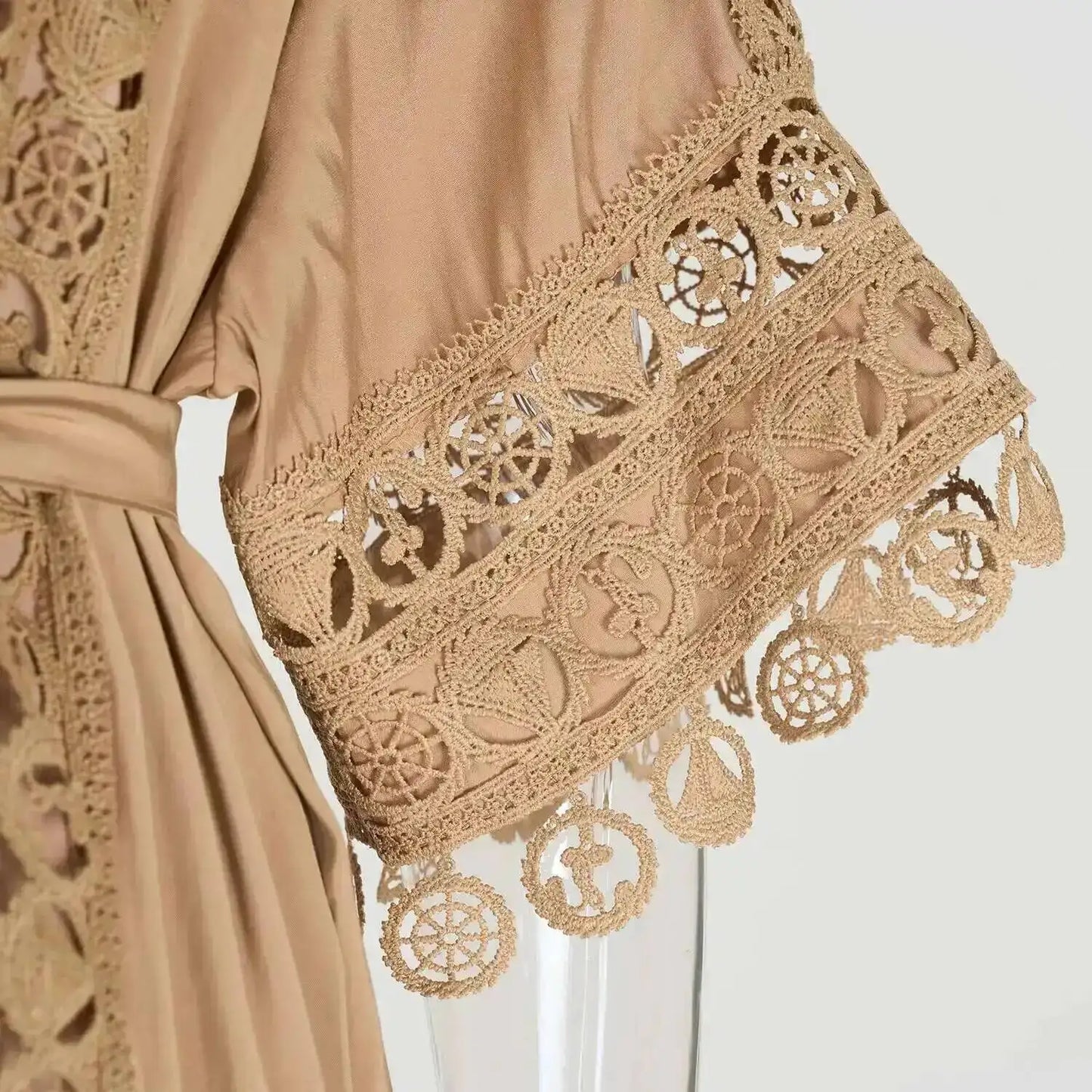 Luxury Long Maxi Dresses Shirt Women 2025 Summer Holiday Lace Embroidery Cotton Loose Big Size Hollow Out Wedding Dress White
