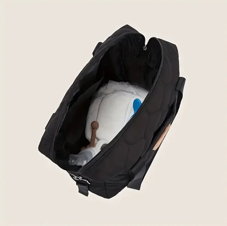 Adorable Bear-Themed Mommy Tote Bag - Versatile Stroller Organizer for Bottles, Diapers Portable Diaper Bag Stroller Bag