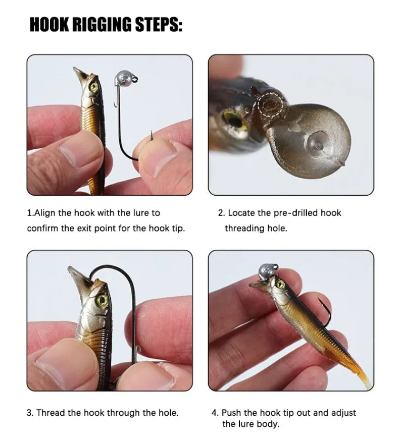 Rolling Fish Floating TPE Soft Lure 2.5" 3" Hollow Channel Design Wobbler Soft Bait Left‑Right Rolling Action Artificial Baitait