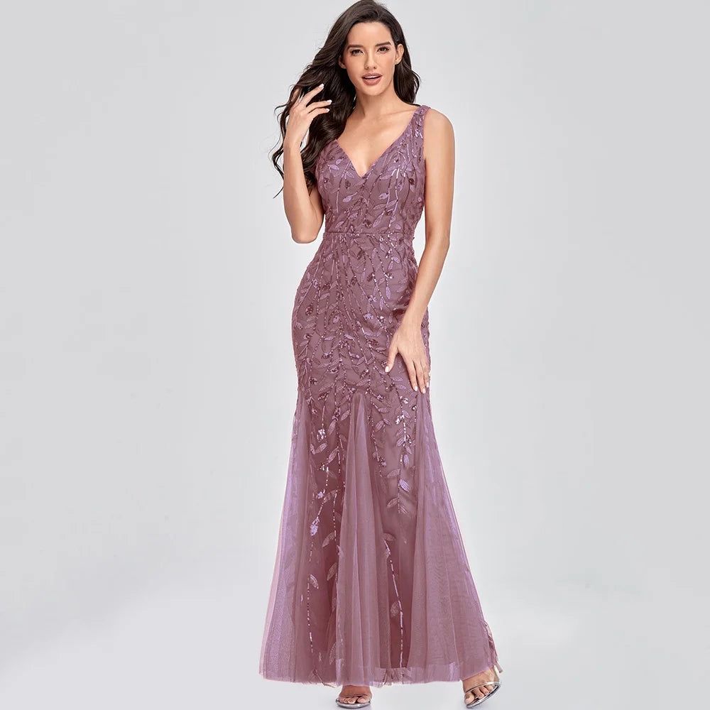 Sexy vintage Maxi Sequin cocktail Dress bridesmaid Prom Dresses for Women Casual Party Long sleeve club Bodycon Dress vestidos
