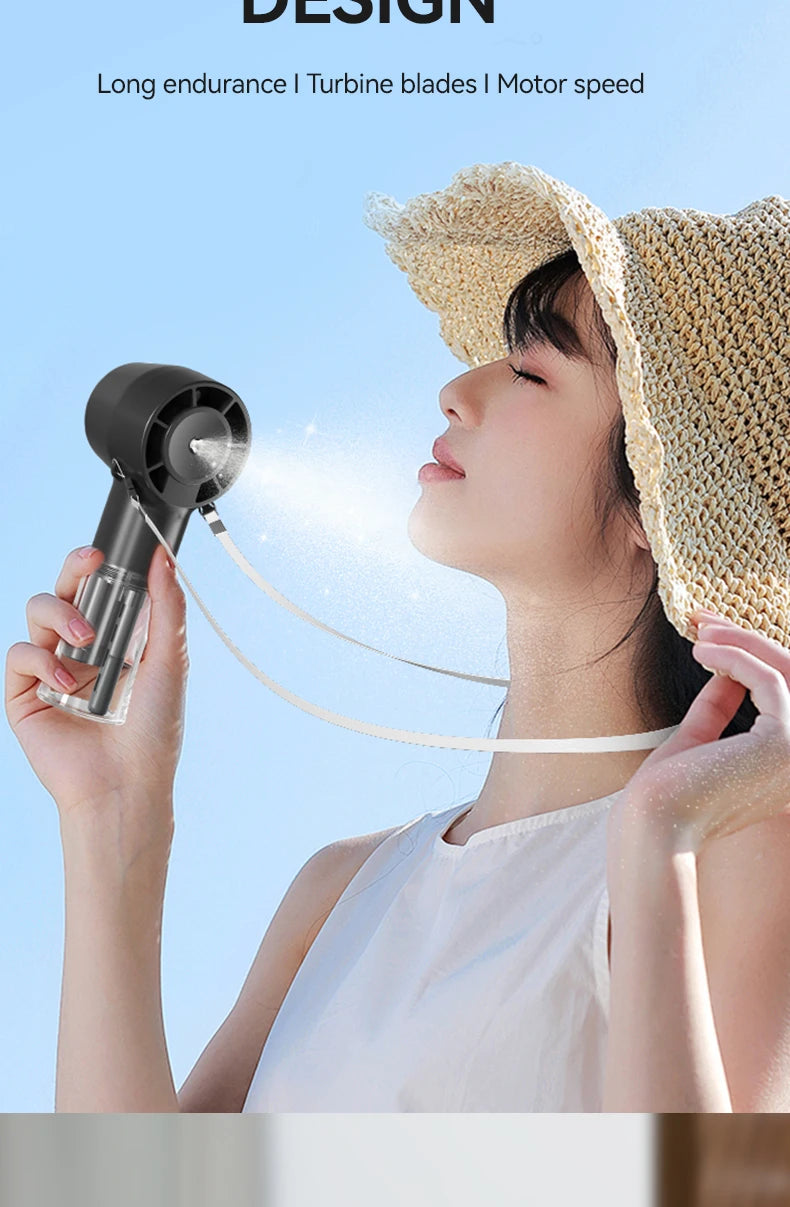 HOMEFISH Handheld Misting Fan Portable Mister Fan  Rechargeable Spray Water Mist Fans Mini Cooling Mister Fans with 4 Speed Wind