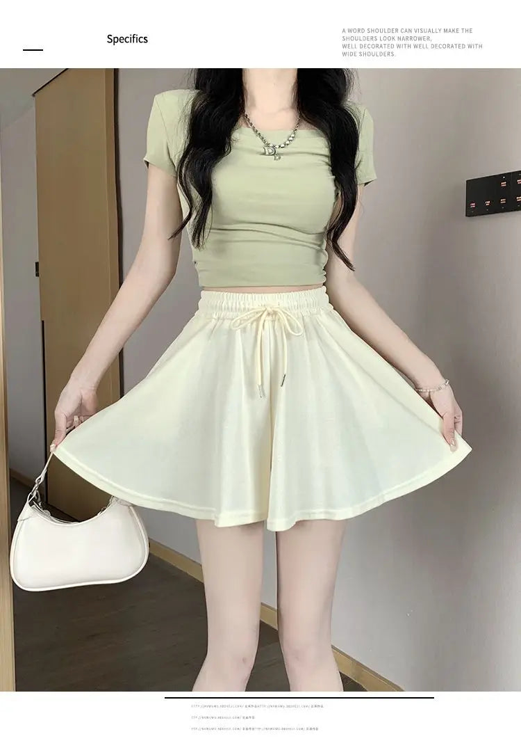 2026 High Waist Wide Leg Sports Shorts Women's Summer New Loose Fit A-Line Shorts Casual Versatile Comfortable Short Pants