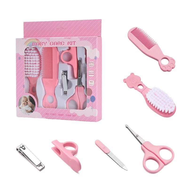 Baby Care Kit Kid Multi-functional Nail Clipper Comb Hair Thermometer Grooming Brush Kit Scissors Baby Health Care Set  Newborn