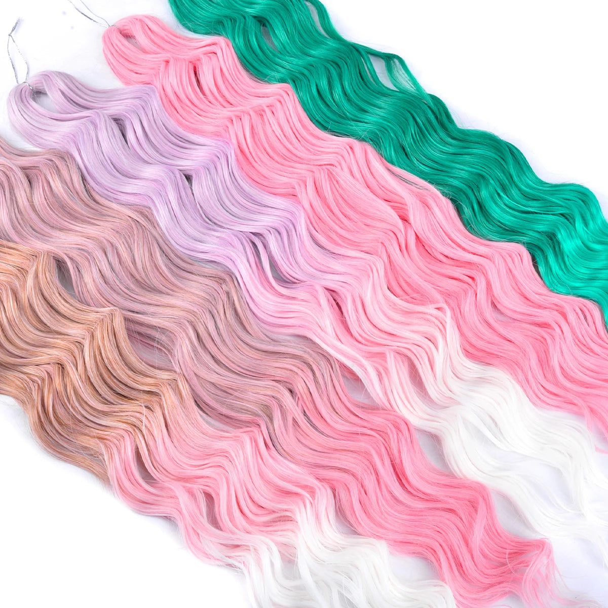 Anna Curl Synthetic Braiding Hair Loose Deep Wave 24 Inch Crochet Hair Extensions Water Wave Twist Pink Color Hair for Women