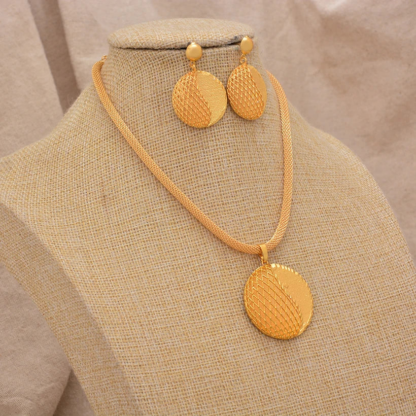 Jewelry Set For Women  Gold Plated With Necklace Pendant Nigerian Wedding Jewelry