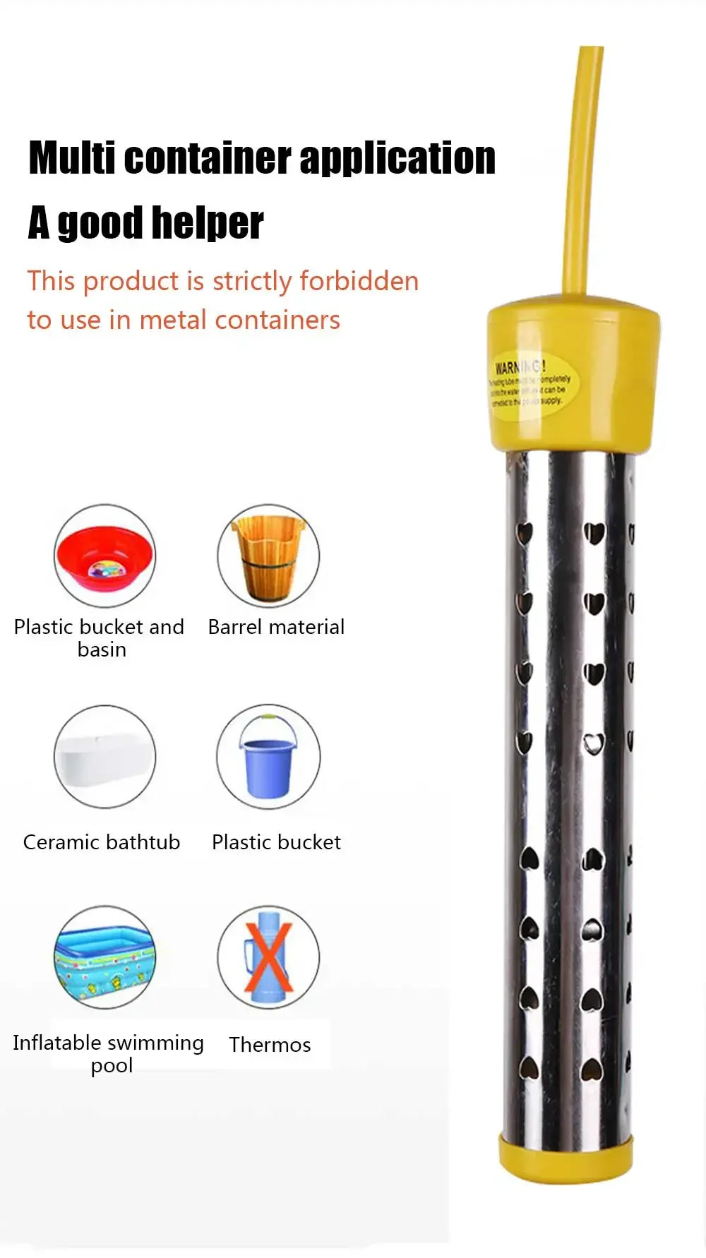 Heater Water Pool Boiler Heating 2000/2500W Swimming Bath Tub Immersion Hot Solar Intelligent Automatic Fast Power Off Portable