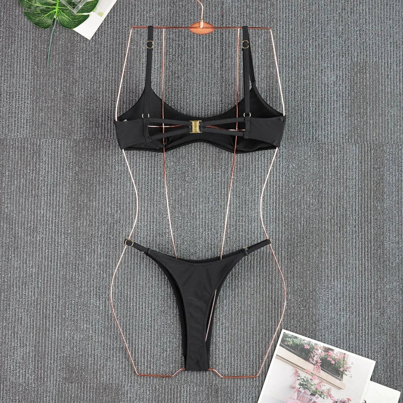 2026 Female Bikini Set Black Biquini Bathing Suit Thong Push Up Bikinis Sexy Women Swimsuit Swimwear Swimming Suits Beachwear
