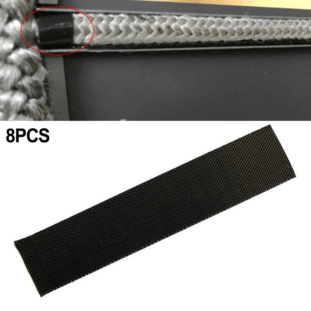 8pc Self-Adhesive Fireplace End Tape Glass Fabric Black Tape Sealing Cord End 10*2.5cm High Temperature Resistance Stoves Parts