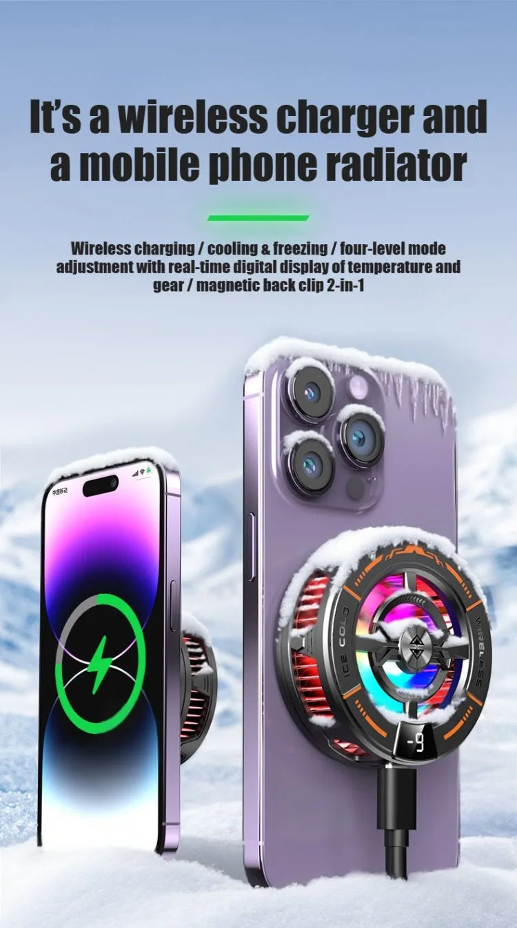 K28 Magnetic Semiconductor Phone Cooler with Wireless Fast Charger Cooling Radiator Gaming Accessorie for IPhone MagSafe Android