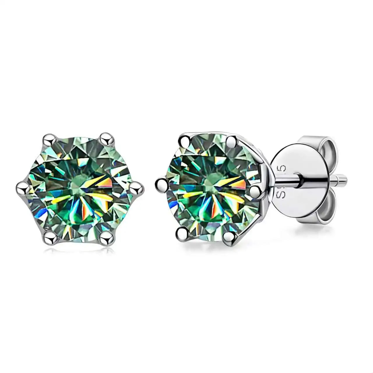 1Ct Vvs D Color Moissanite Russian Cut 8H8A Lab Diamond Stud Earrings for Women S925 Sterling Silver Fine Jewelry