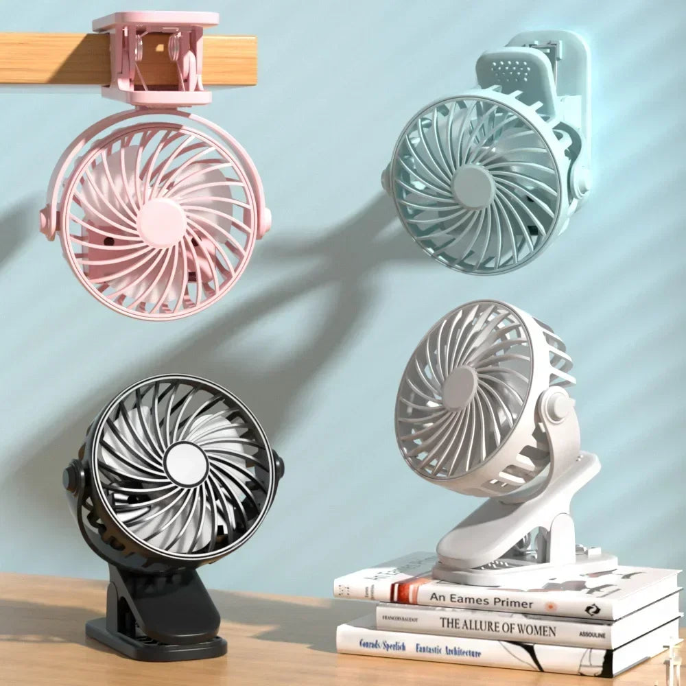 Desktop Clip Fan 3 Speed Quiet USB Mini Cooling Desk Fan 360° Rotate Portable Electric Fan Clip Fans for Strollers Air Cooler