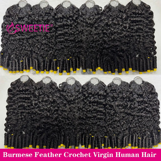 Crochet Human Hair Spanish Spiral Curly 12A Pixie Curly Virgin Human Hair Feather Crochet Hair Extensions For Braiding Invisible