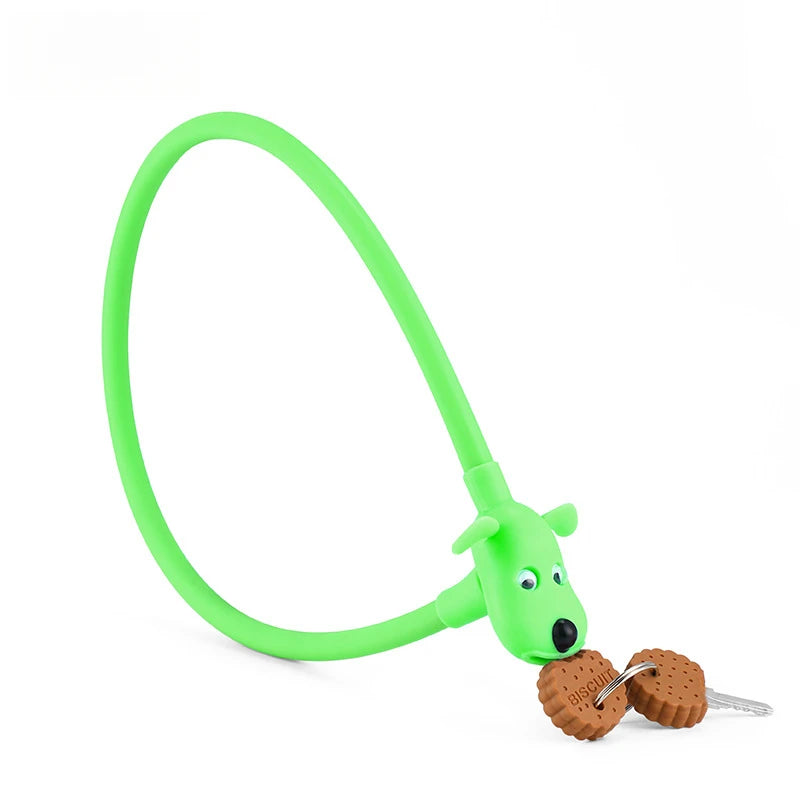 Bike Lock Creative Puppy Children's Bike Anti-theft Cute Cartoon Ring Portable Key Lock Cycling Gear Road Bike Riding Equipment