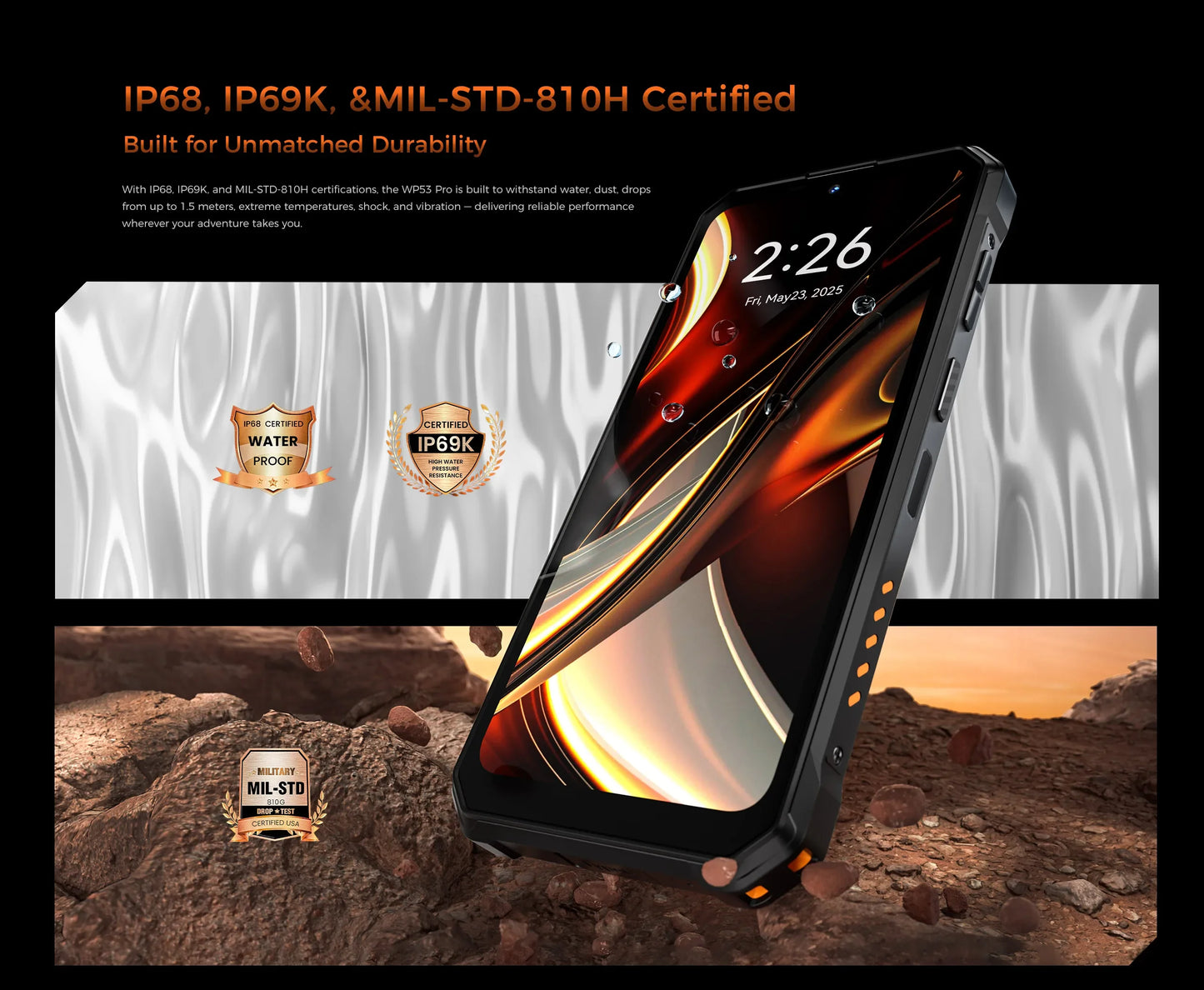 OUKITEL WP53 PRO 4G Rugged Smartphone Android15 6.52 Inch 24GB RAM+256GB ROM Mobile Phone 11000mAh 50MP 18W Cell Phones NFC