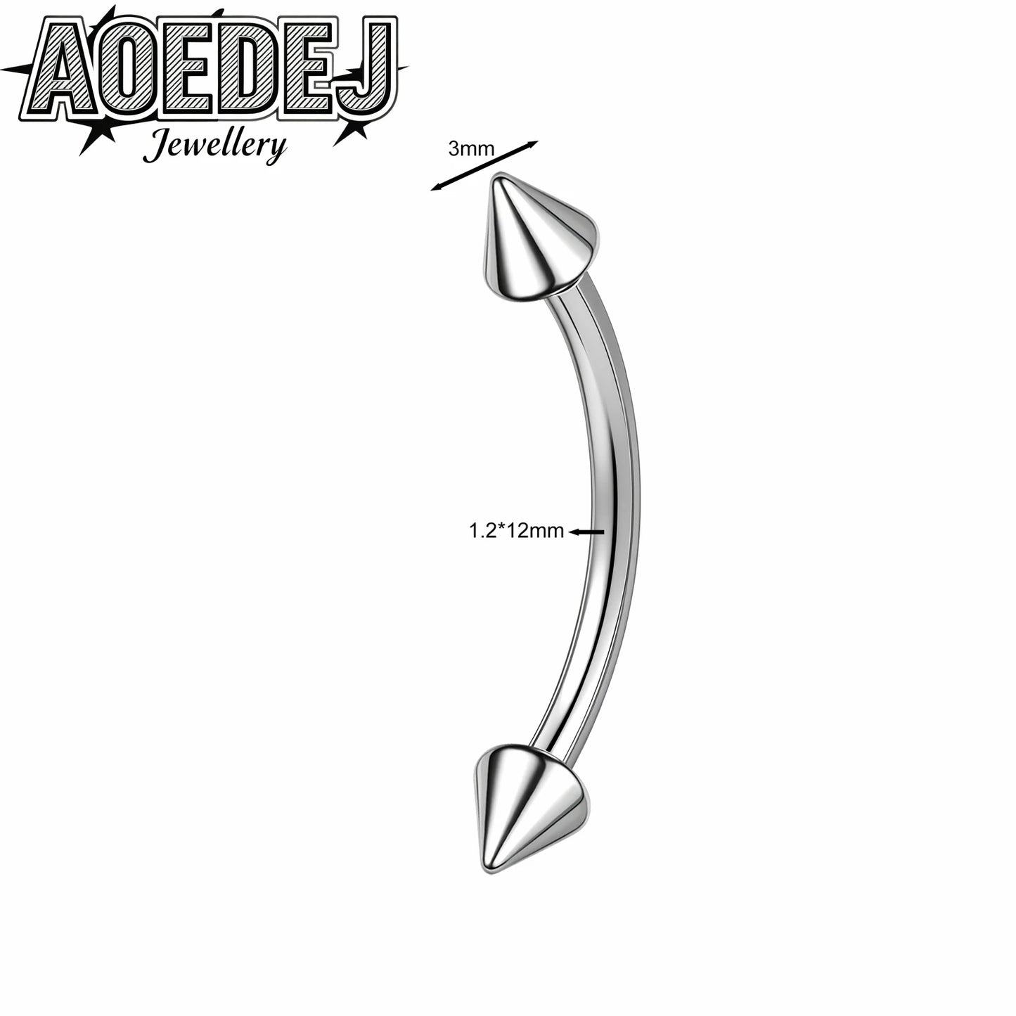 AOEDEJ 14/16/18G 1-10pcs/lot Stainless Steel Eyebrow Piercings Spike Eyebrow Rings Curved Barbell Bridge Piercing Jewelry 6-14MM