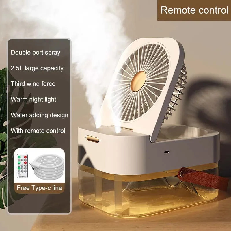 Mist Fan Summer Portable Air Conditioner Fan With Remote Controls Sleep Night Light 3 Speeds Aromatherapy Diffuser Humidifier