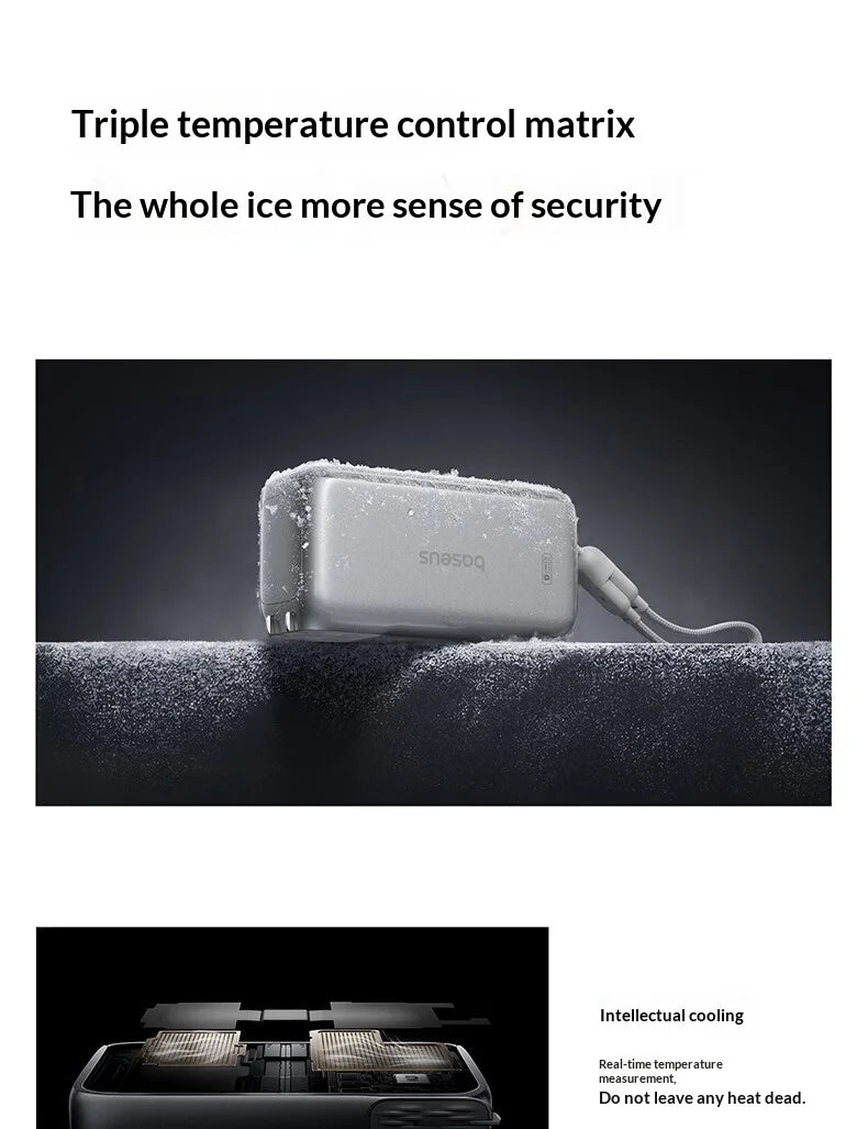 Baseus 67W Pro 3 In 1 Portable Power Bank Retractable Cable Charger 3C Certified Airline Approved For Smartphone 10000mah