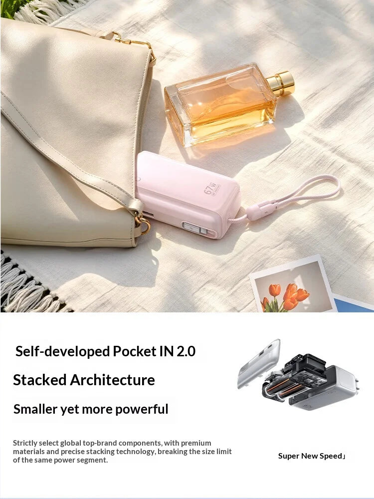 Baseus 67W Pro 3 In 1 Portable Power Bank Retractable Cable Charger 3C Certified Airline Approved For Smartphone 10000mah