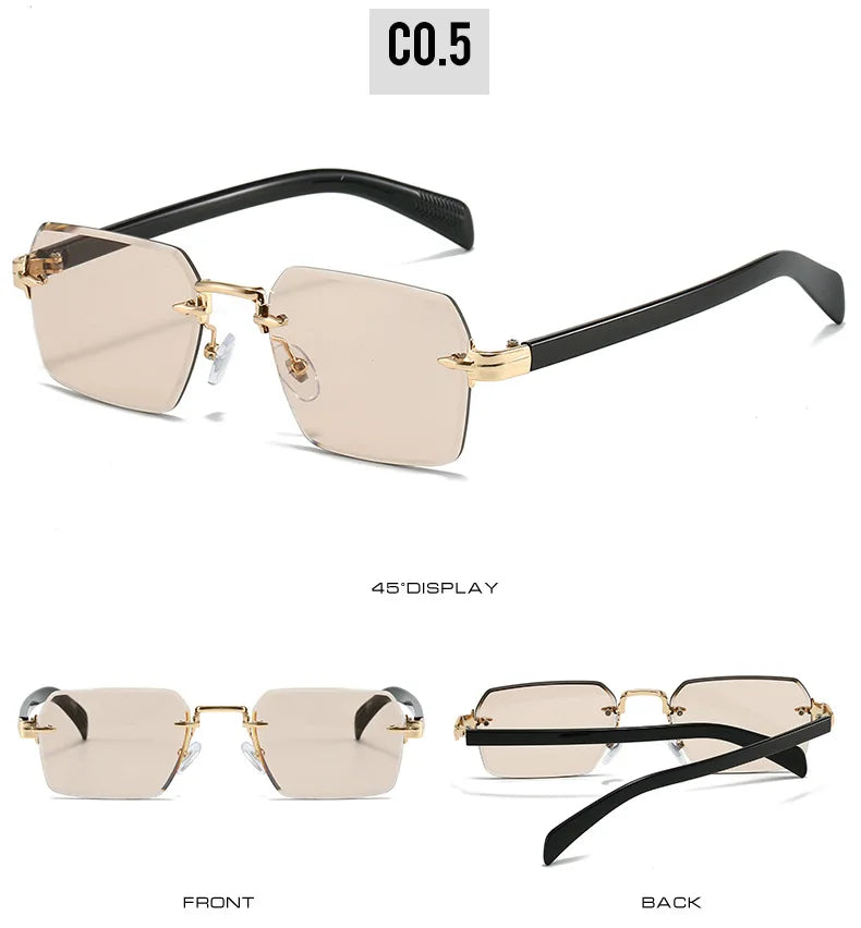 Fashion Rimless Sunglasses Men Women Popular Frameless Sun Glasses Male Female Classic Small Square Summer Travel Shades
