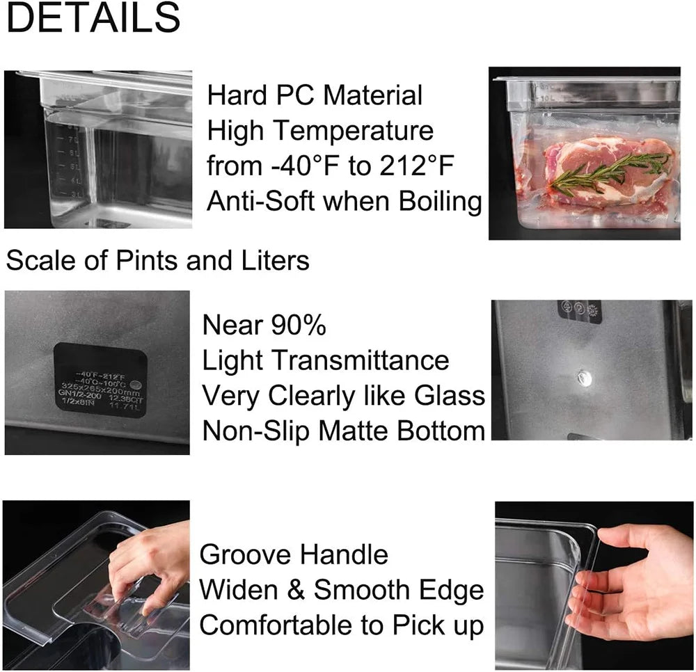 Low Temperature Slow Stew Cooker Recirculator Immersion Thermostatic Container 11L/12 Quart with Black Insulated Cover Home
