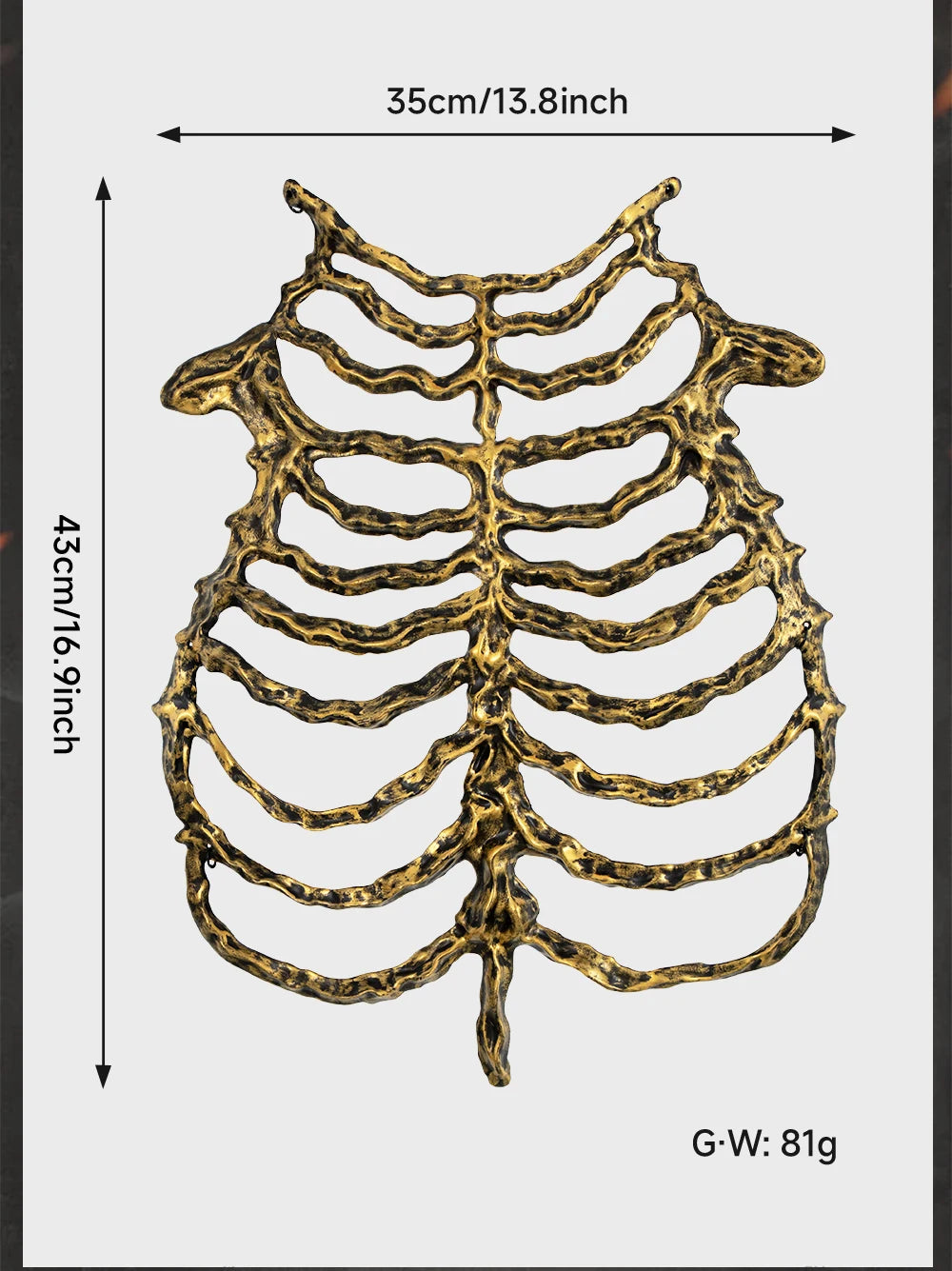 2026Halloween 3D Skeleton Ribcage Chest Piece Fake Bones Polyester Costume Prop for Horror Masquerade Party Makeup Accessories