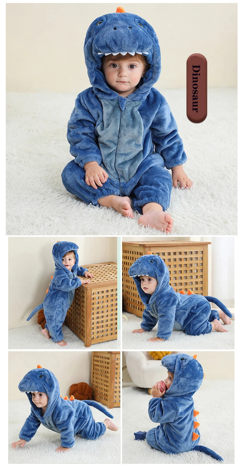 0 to 4 Years Baby Pajamas Winter Cartoon Sleeping Clothes Boys Dinosaur Pijamas Onesies Girls Clothes Toddler Night Bodysuits