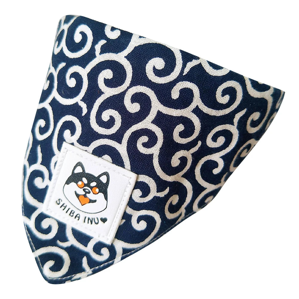 Classical Japanese Pattern Style Popular Shiba Scarf Bandana Roll Grass Cat Collar  Dog Accessories for Small Dogs for Dog