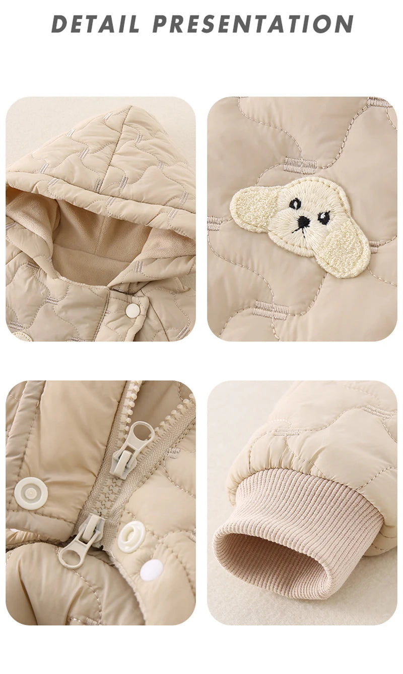 Autumn Winter Baby Clothes 0-2Y Newborn Thick Jumpsuit Boys Fur Lining Warm Romper Toddler Girls Cute Hooded Outdoor Clothing