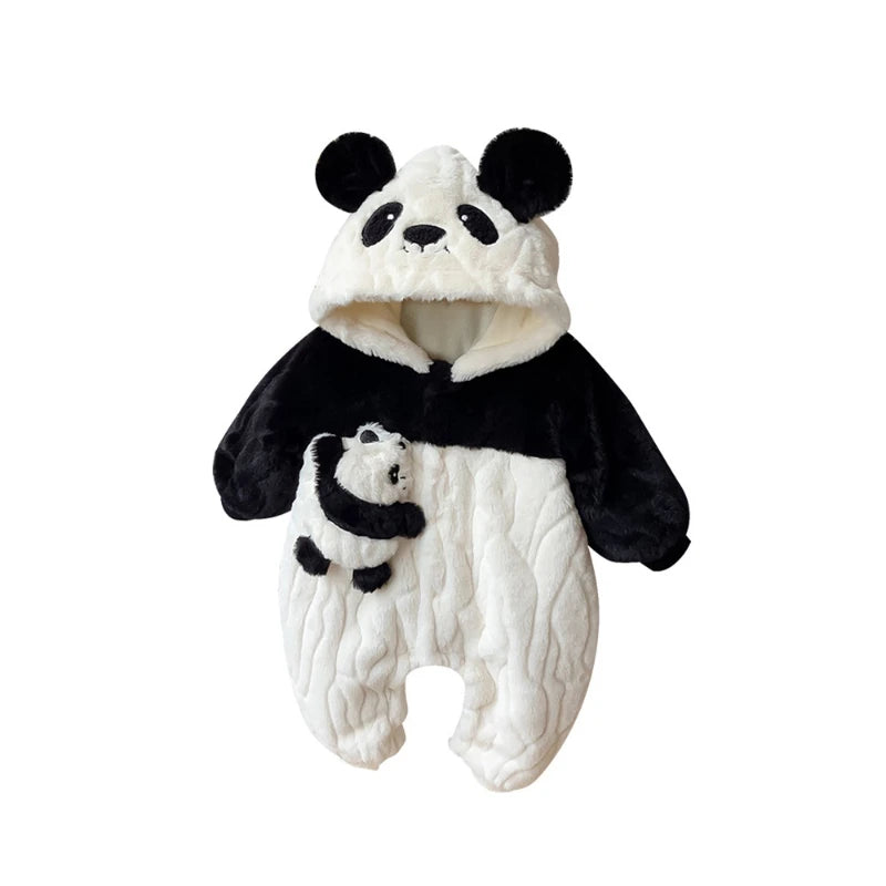 Baby Jumpsuit Baby Plush Panda Plush Hooded Climbing Suit Newborn Baby Cloth Baby Boy Cloth Baby Cloth ملابس داخلية قطعة واحدة