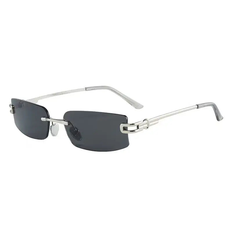 Rectangle Shape Rimless Sunglass Women Fashion Trendy UV Protection Sun Glasses for Man Korean Style Men Sunglasses